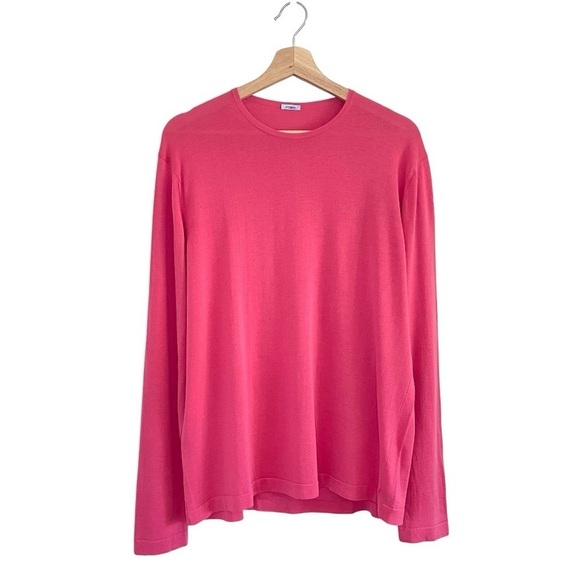 Malo Lightweight Cotton Crewneck Long Sleeve Knit Pullover Pink IT 52 US Medium - Picture 1 of 13